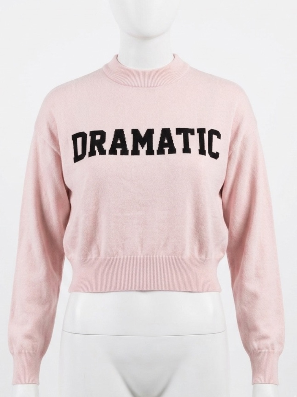 Streetwear Society "DRAMATIC" Light Pink Knit Cropped Sweater Mock Neck Size XL